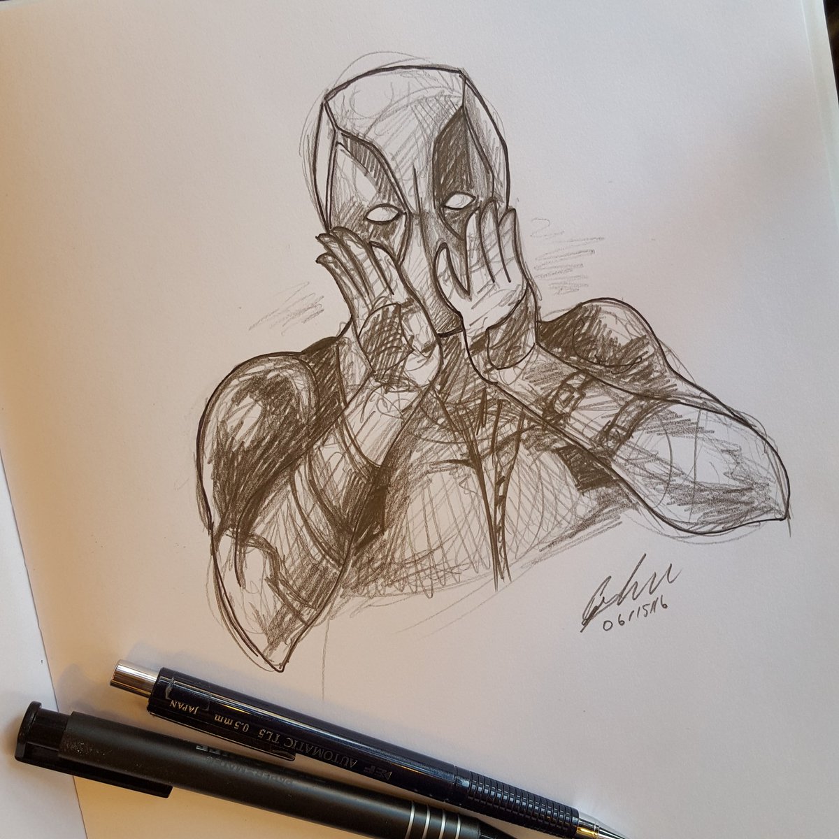SnappedragonArt's tweet photo. Just a Deadpool sketch today #Deadpool #marvelshare #Marvel #RyanReynolds #art #artist #sketch #sketchoftheday https://t.co/Al4XqInjQ1