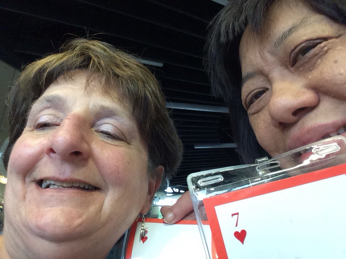GaitherIrene's tweet photo. Selfie with my pair-colleagues, the sum of our numbers is 13. @Robinsullivan #NMC16 https://t.co/iDA5ndd955