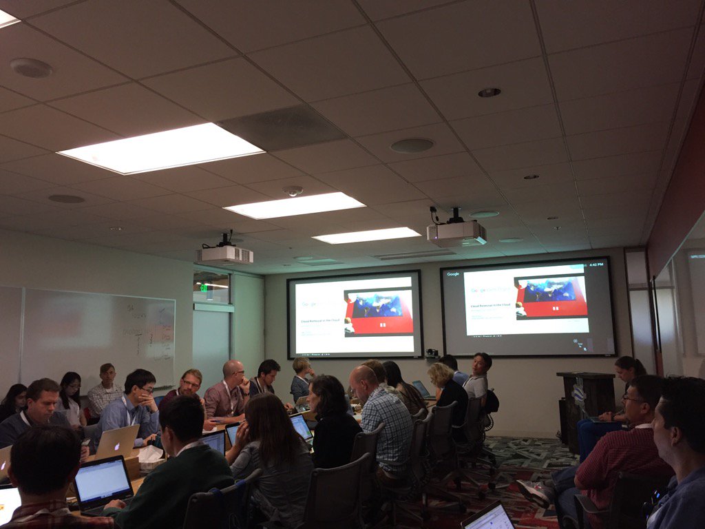 g_fiske's tweet photo. Excited to be learning about cloud removal in the cloud #EEUS https://t.co/ww5TcUN8Ip