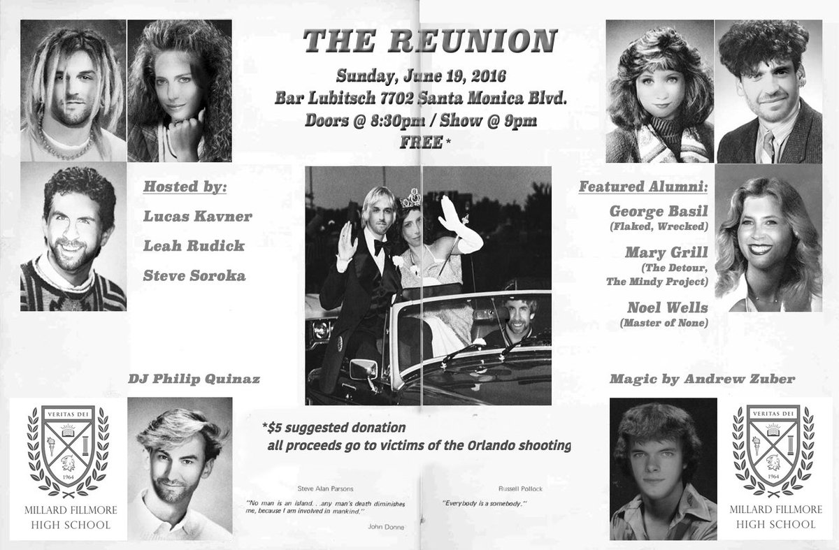 SUNDAY NIGHT: your high school reunion is <a href="/BarLubitsch/">Bar Lubitsch</a>. Amazing guests, all proceeds go to Orlando.