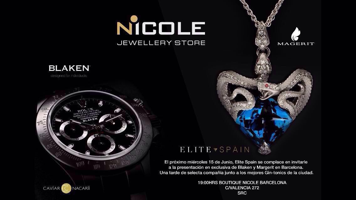 charines's tweet photo. Espectacular presentación de la joyería Nicole en Barcelona. Gracias @ELITESPAINCLUB  #Blaken_Watches #GinLoe https://t.co/C9wt58JCYf