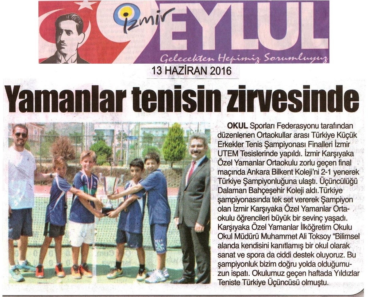 YamanlarEgitimK's tweet photo. YAMANLAR TENİS’TE TÜRKİYE ŞAMPİYONU 

Basın Yansımaları

Posta
9Eylül https://t.co/Hy6TG0TQrm