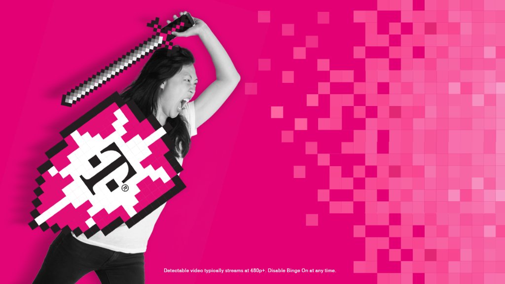 TMobile's tweet image. Stream 100 participating video &amp;amp; music services while you&apos;re AFK. #DefenderOfData achievement: unlocked.