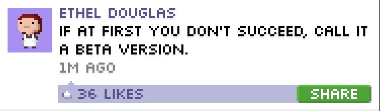 caitliness's tweet image. If at first you don&apos;t succeed, call it a beta version. #tinytower #bitbook #nimblebit