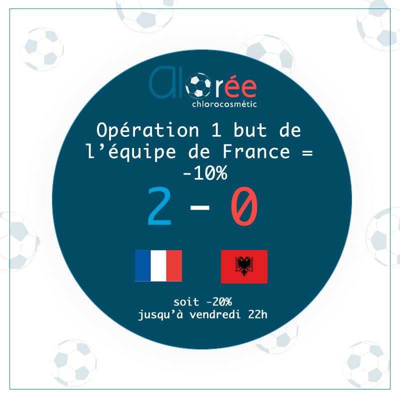 Opération 1 but=-10%  : -20% avec le code EURO2016 sur Aloree.fr ! #euro2016 #equipedefrance ow.ly/XJ3s30190y1