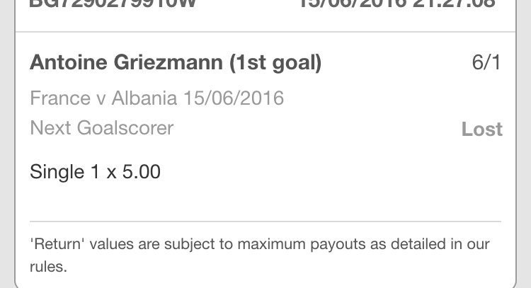 Dee_double_you's tweet photo. Sure Griezmann scored the 1st goal. Not sure what @bet365 were watching, can't win a bet even when I win a bet 😂 https://t.co/frJy7UhJbw