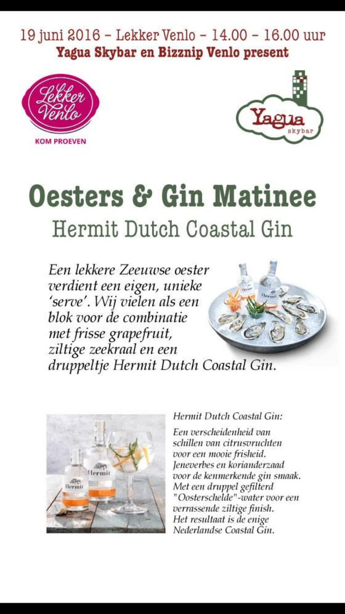 Oesters én Gin ( en George Baker)!?!Wow, jullie weten me te vinden! #MatchMadeInHeaven <a href="/lekkervenlo/">Lekker Venlo</a>