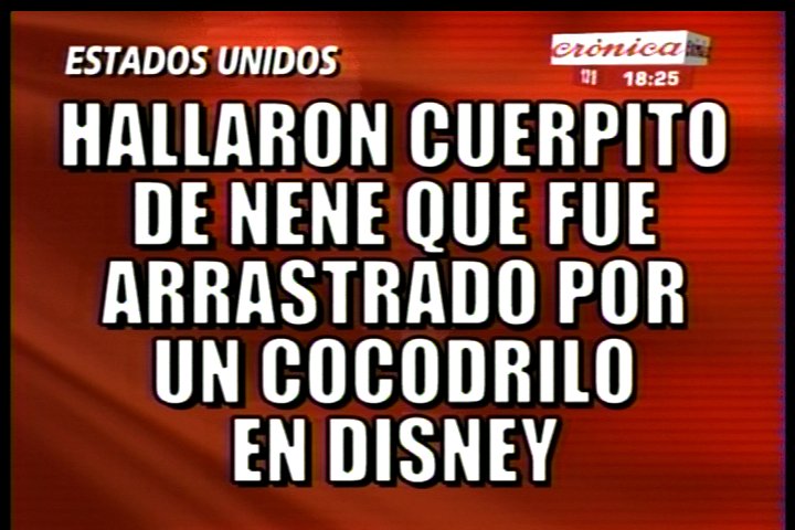 CronicaTV's tweet photo. #PlacaRoja | #EEUU Hallaron cuerpito de nene que fue arrastrado por un cocodrilo en Disney https://t.co/4tnvKqNYho