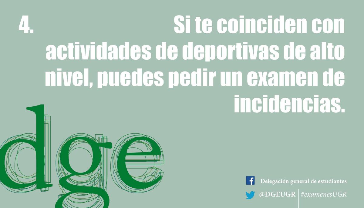 dgeUGR's tweet photo. Recuerda para los #examenesUGR #APorEllosUGR  @DGEUGR https://t.co/D2HhqlMlBe