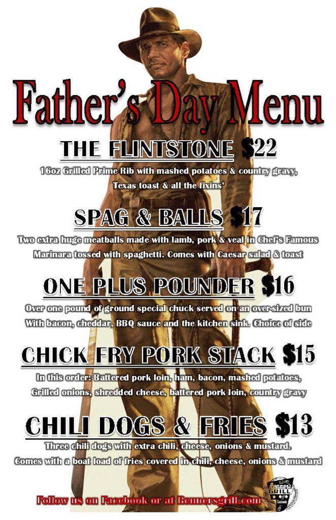 rennersgrill's tweet photo. #FathersDay @rennersgrill #RealEatersOnly #MultnomahVillage #BigEatersClub #HarrisonFord https://t.co/aoo00B5HIW