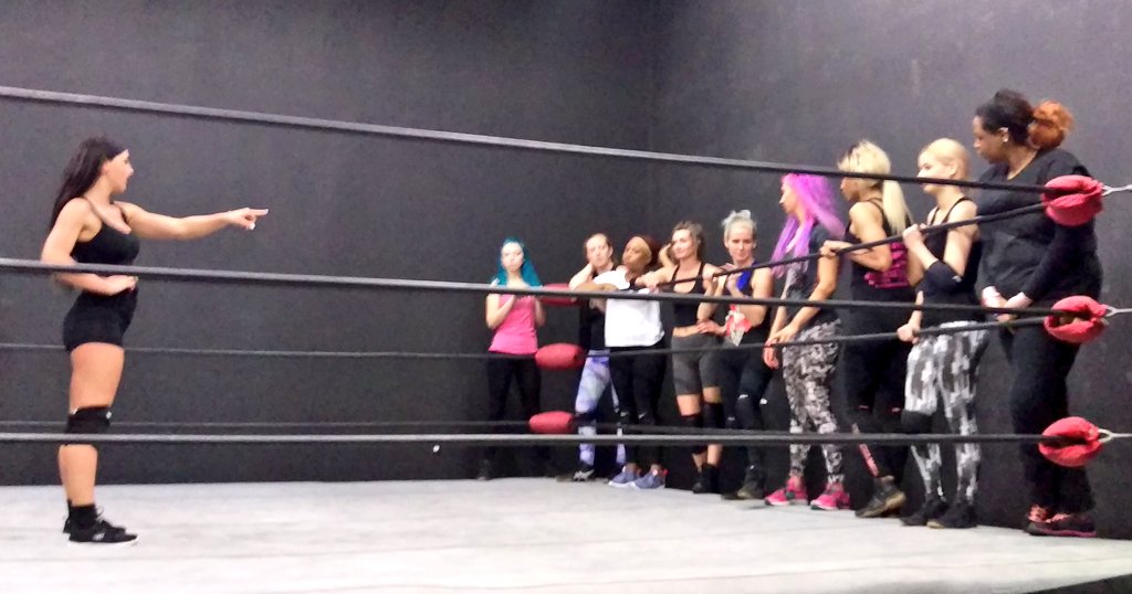 TeamVisionDojo's tweet photo. As seen on @WWENXT &amp; this Friday #SHINE35, former World Women's Champion @SantanaGarrett_ training @LadyWarriors123 https://t.co/jY6mqjbq3x