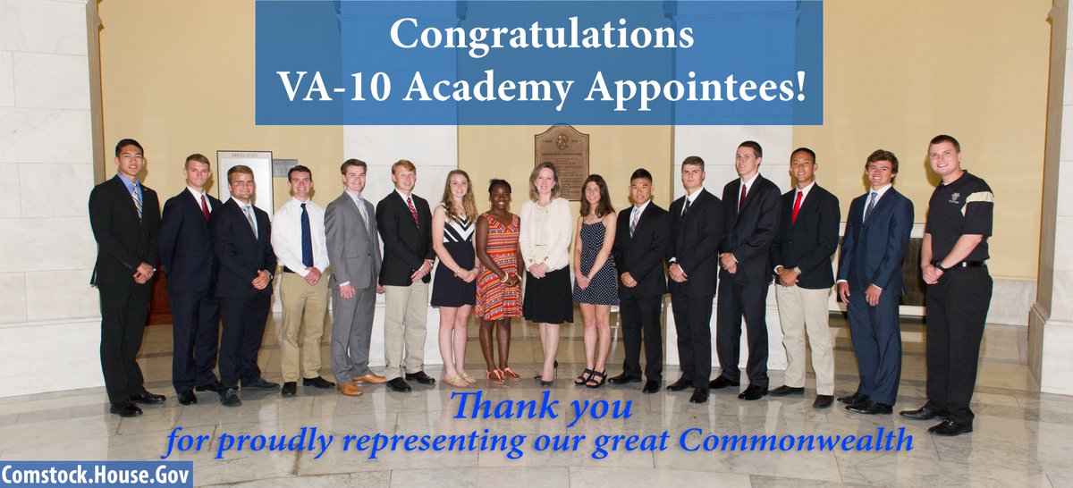 RepComstock's tweet photo. Congratulations to the Class of 2020 Academy Appointees from Virginia's 10th Congressional District!  #VA10 https://t.co/kigiXxt5Xd