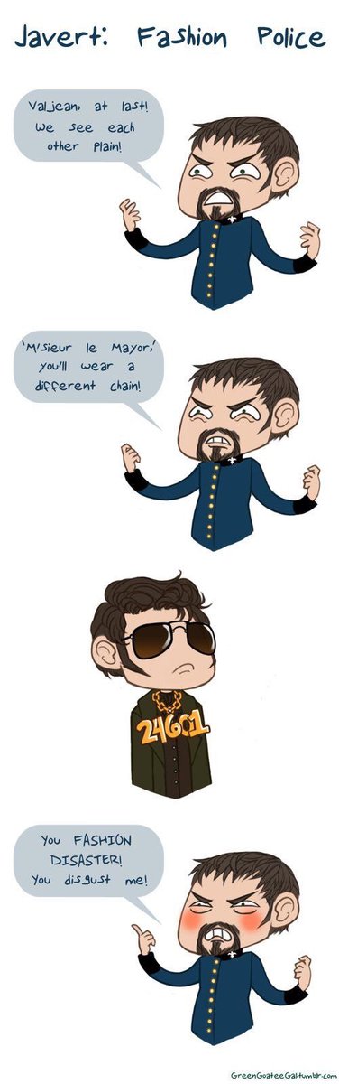 whynotmtc's tweet photo. Javert: fashion police. https://t.co/xcLGUIcdyn
