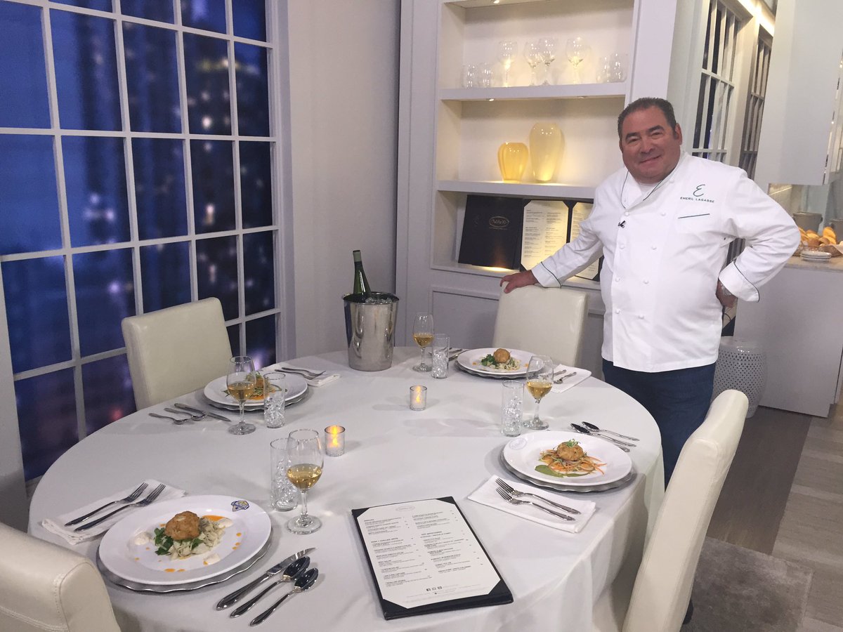 Emeril's tweet photo. Starting Now! Check out @QVC for Today's Special Value on my Crab Cakes, my new Sauté Pans, my Cutlery and Air Fryer https://t.co/RX0drGp8s5