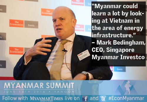 TheMyanmarTimes's tweet photo. Mark Bedingham, pres & CEO, #Singapore #Myanmar Investco, speaking at @EconomistEvents #EconMyanmar conference https://t.co/x2YaoWOhcv