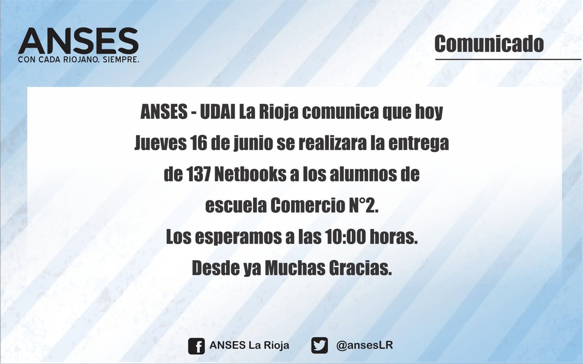 ansesLR's tweet photo. Todos invitados. @independientelr @radioviva961 @RadioLaRioja @LibertadLaRioja @mediosprovincia @dirdemedios https://t.co/e8k6t7NnBq