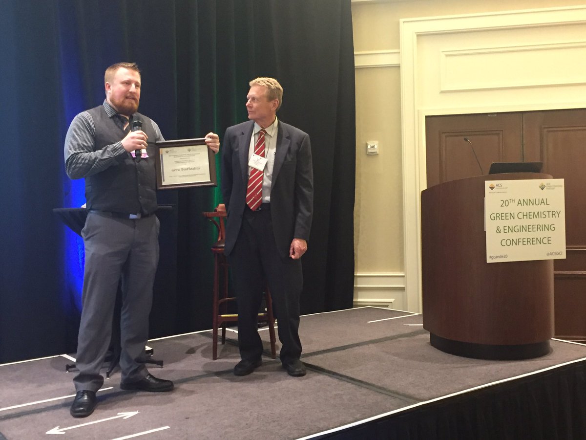 ACSGCI's tweet photo. Congratulations to @bova_fett from @growbioplastics on winning the #gcande20 #greenbizplan competition and $10k!! https://t.co/30Gzm4Qzk2