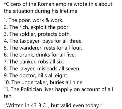 Freeeeedommm's tweet photo. Wisdom of the ages from Marcus Tullius Cicero. https://t.co/7az35zr3Lx