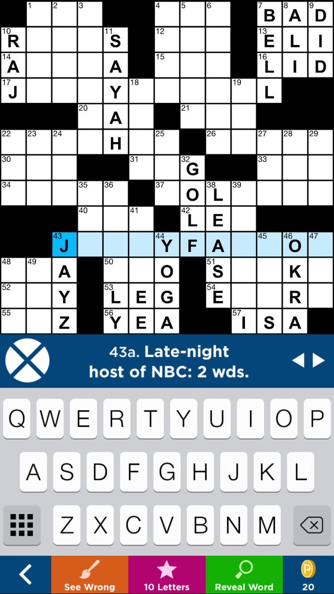 ktmh88's tweet photo. @jimmyfallon Thought you would be excited about my crossword puzzle! https://t.co/4AGMhjHiaL
