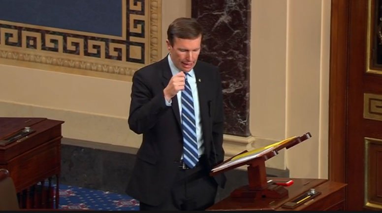 BostonGlobe's tweet photo. .@ChrisMurphyCT's #filibuster on guns is approaching 11 hours. Watch live: https://t.co/aegH4B1Asz https://t.co/xNBKe8TgRk