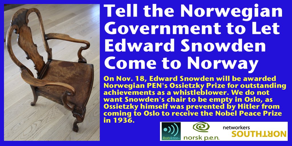 _hgranlund's tweet photo. Support right of @Snowden to receive prize. https://t.co/1SwWvQf51I Take Action with @Roots_Action https://t.co/vY5WI1dMBF