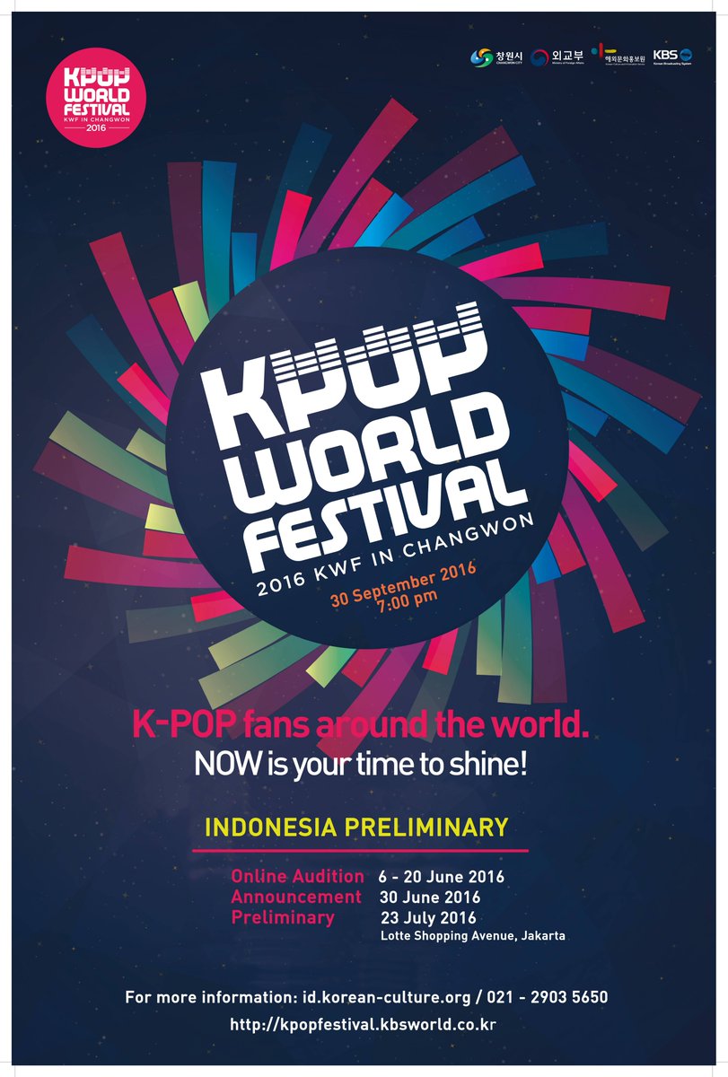 KCC_Indonesia's tweet photo. Informasi Revisi Terkait K-Pop World Festival 2016
tidak lagi perlu menyertakan passport
https://t.co/iYJEdb1zBb https://t.co/PfLPul5Cl1
