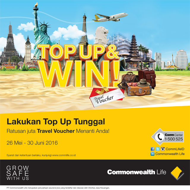 CommLifeID's tweet photo. Kamu bisa liburan secara gratis dengan mengikuti program “Top Up & Win!”. Info: https://t.co/HMQHnkgz4y ! #ilivesafe https://t.co/dTVhcHUZ4Y