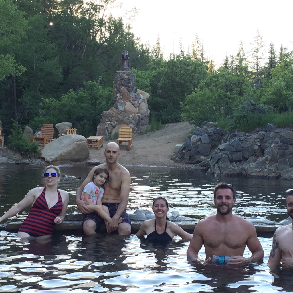 MarkSHarrison's tweet image. The #3DBasecamp planning team: winding down at Strawberry Park... This is work!?