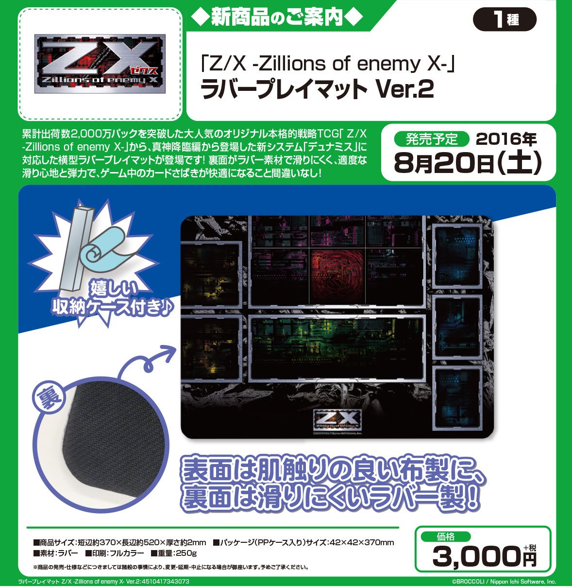 Z/X ゼクス ラバープレイマットスリム つまみ出す アニムス