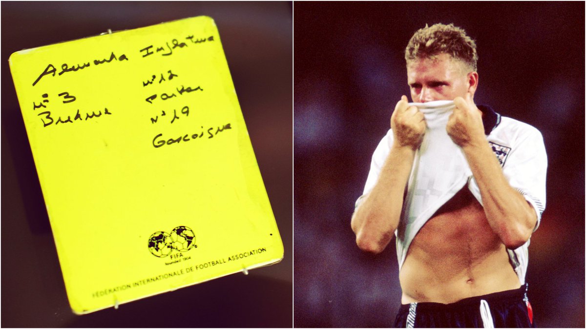 The yellow card that brought Paul Gascoigne to tears during the #England vs #Germany semi-final, <a href="/FIFAWorldCup/">FIFA World Cup</a> 1990