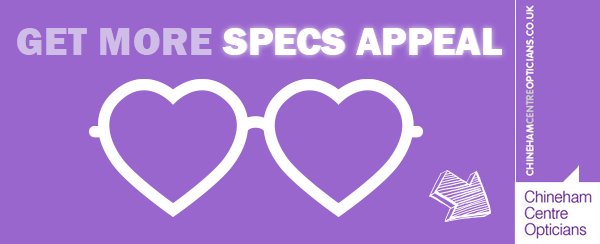 SPECS APPEAL at Chineham Centre Optcians!
tinyurl.com/nuy4pp - See Instore!
#basingstoke #chineham #hamphire