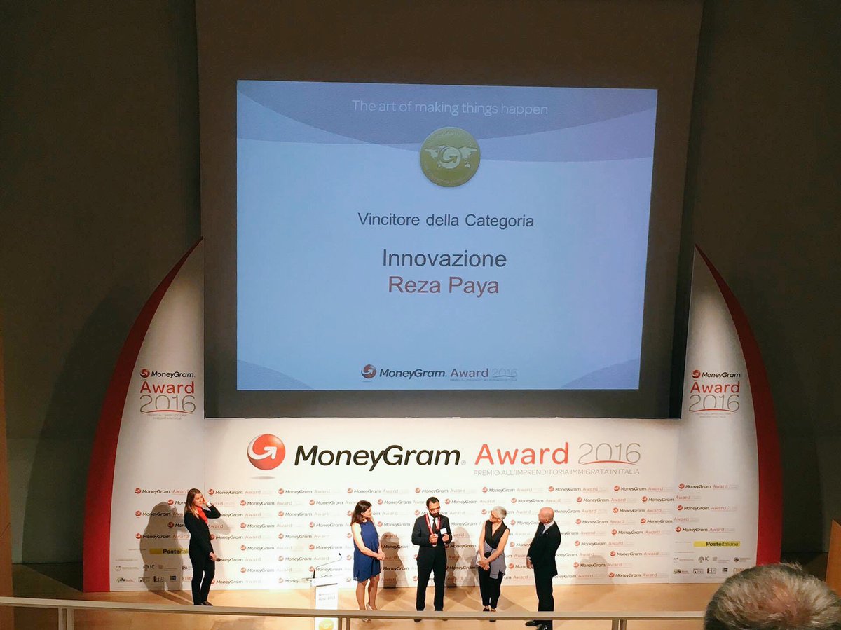 Our #CTO .<a href="/RezaPaya/">Reza Paya</a> is the #best foreign #entrepreneur of #Italy #startup #innovation #moneygram