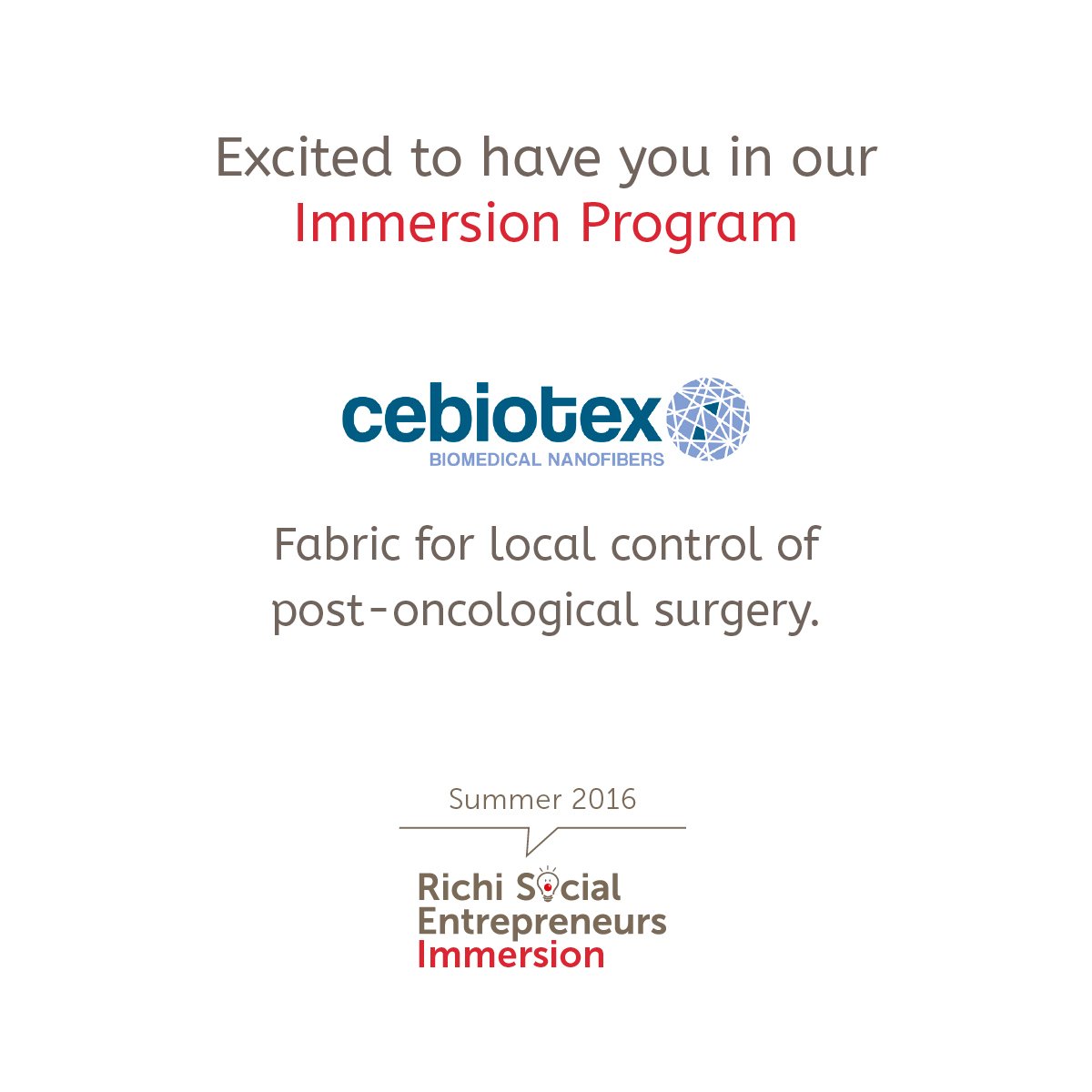 Richi_LS's tweet photo. #cebiotex: Fabric for local control of post-oncological surgery. #RSESummer2016 #RichiSE #RichiFoundation https://t.co/sldiStjEgv