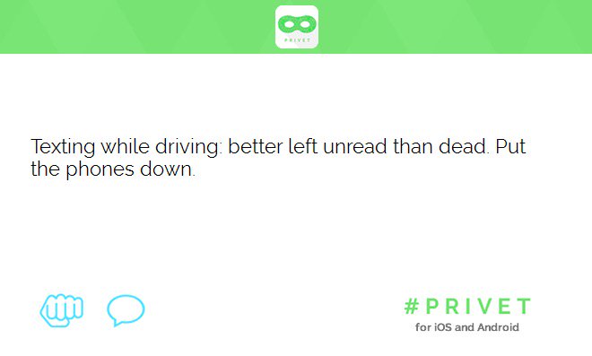 P R I V E T (@myprivetapp) on Twitter photo "Texting while driving: better left unread than dead. Put the phones down." <a href="/StoptheTexts/">Stop the Texts</a> web.myprivet.com/Texting-while-… "Texting while driving: better left unread than dead. Put the phones down." <a href="/StoptheTexts/">Stop the Texts</a> web.myprivet.com/Texting-while-…