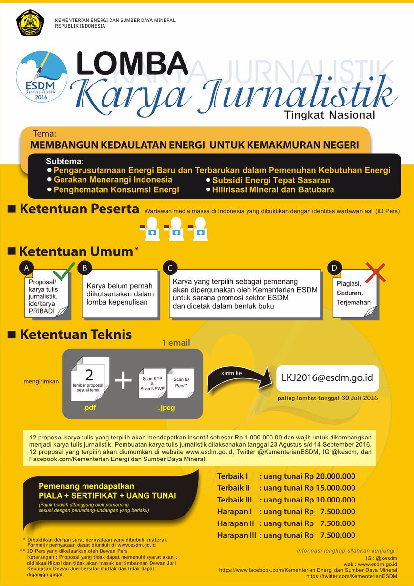 Milde250195's tweet photo. Bagi para jurnalis ikutan yuk @jurnalis @EkoArdiyanto81 @infolomba_indo @lomba @EkoMarjiantoo https://t.co/Z0EqXyG8ku