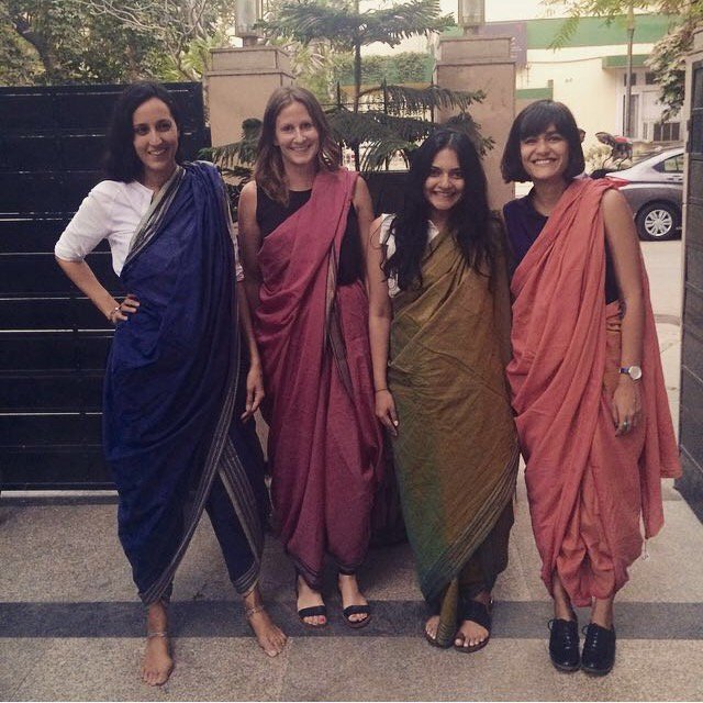 BorderandFall's tweet photo. TBT | When (most of) #BorderandFall attended Rta Kapur Chishti’s #TheSariSchool - a must! https://t.co/AHQr8NkC46