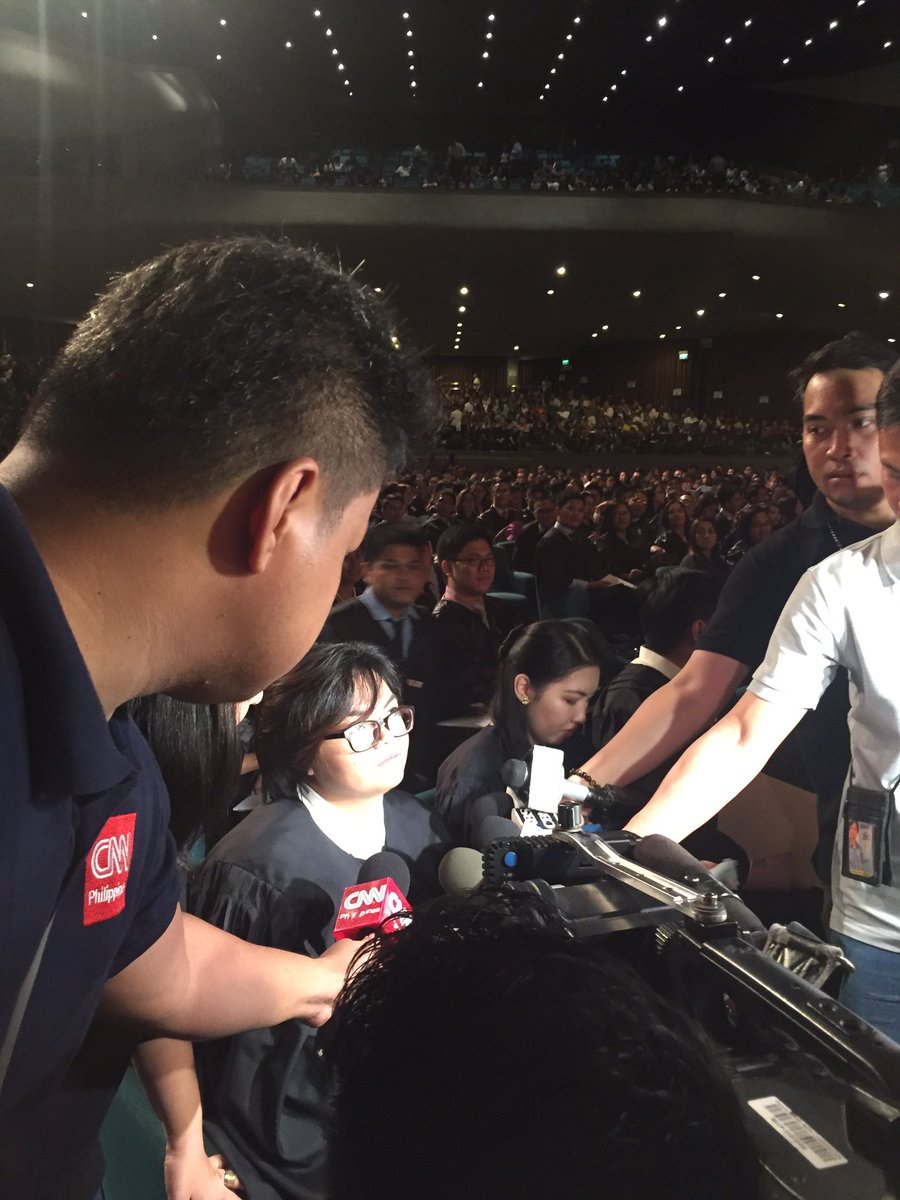 SCPh_PIO's tweet photo. ATM: Rachel Miranda, topnotcher of #bar2015, being interviewed before the oath taking starts. https://t.co/9B5foxpqtD