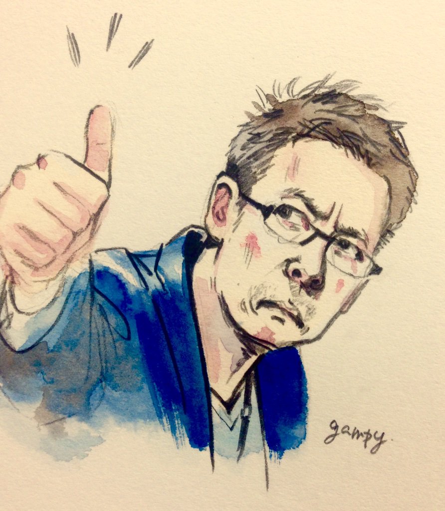 眼福ユウコ キリッとした仕事ぶりカッコよかったなー 営業の岡 生瀬勝久さん をイラスト教室のデモンストレーションでさっき描いてみました まだ祭りは終わらない 笑 重版出来