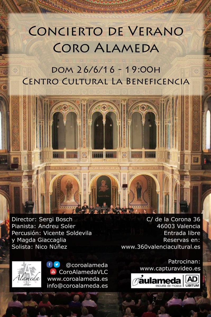 Coroalameda's tweet photo. El 26-06 cantamos en @La_Beneficencia 😀 ¡entrada libre! Aquí 👉🏼https://t.co/WQ4EIKygUr #JazzAmbCor #concertd'estiu https://t.co/xpv48vSCgo
