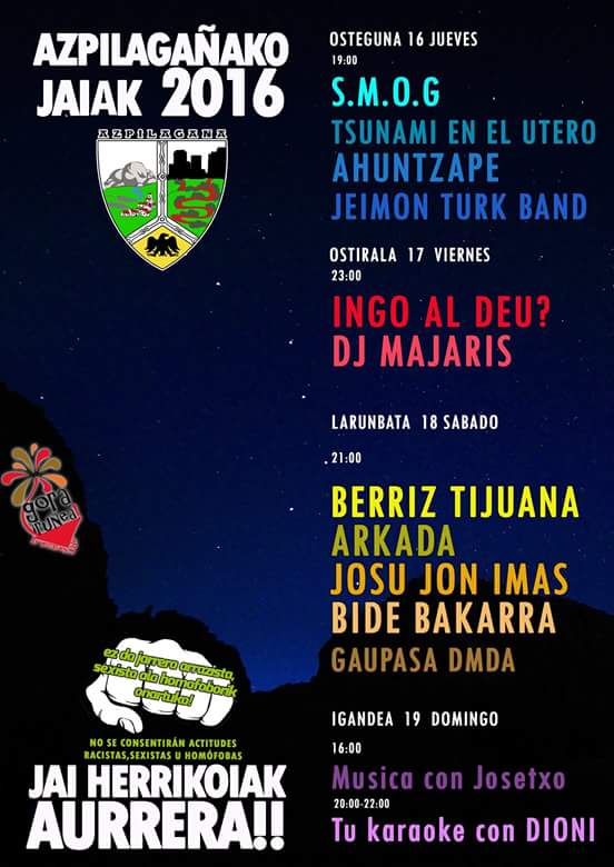 Aúpa peña! Gaur 9ak aldera Azpilagañako txoznetan egongo gara! Animatuu!!