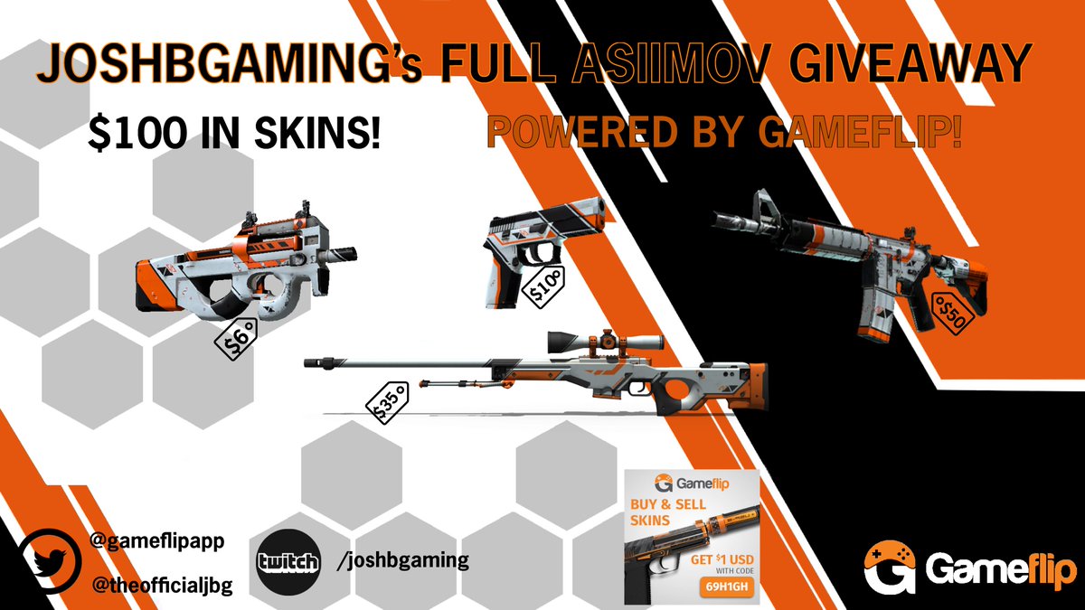 TheOfficialJBG's tweet photo. https://t.co/8ZKVAau6sh
$100 in asiimov skins thanks to Gameflip!
https://t.co/A06HEgQ9W9
Follow/RT/Like/Comment https://t.co/RiVHoNvjag