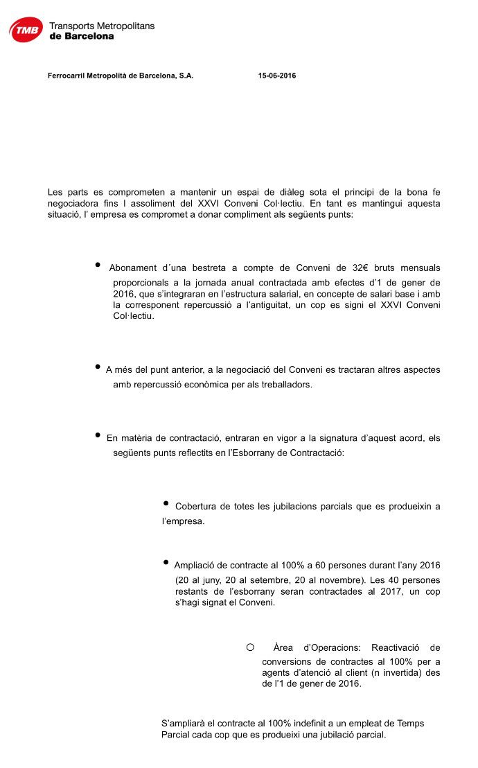 CGTmetroBCN's tweet photo. Ahir després d'hores d'espera @TMB_Barcelona ens porta una proposta que no millora la que l'assemblea va rebutjar https://t.co/TKQU4QMZ4t