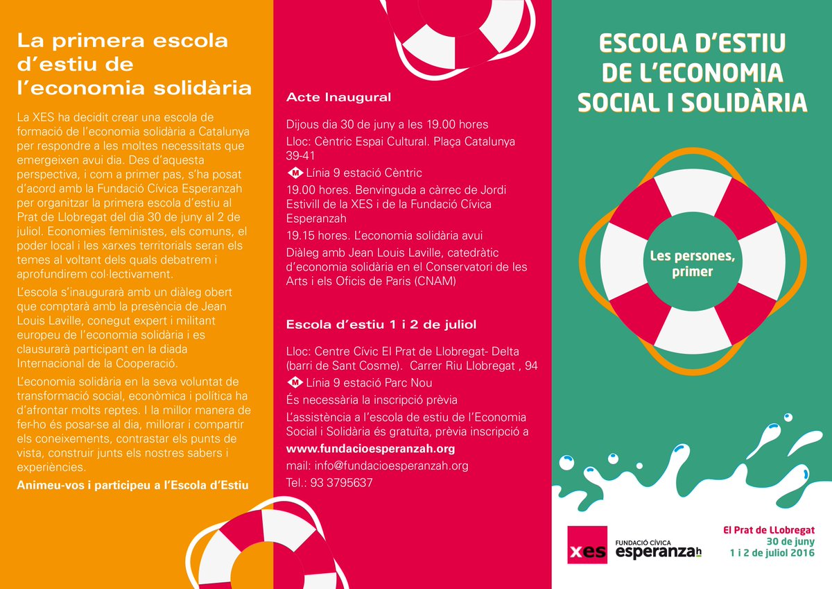 La 1a Escola d'Estiu de l'Economia Solidària és d'inscripció gratuïta. Us animeu a compartir-la amb nosaltres?