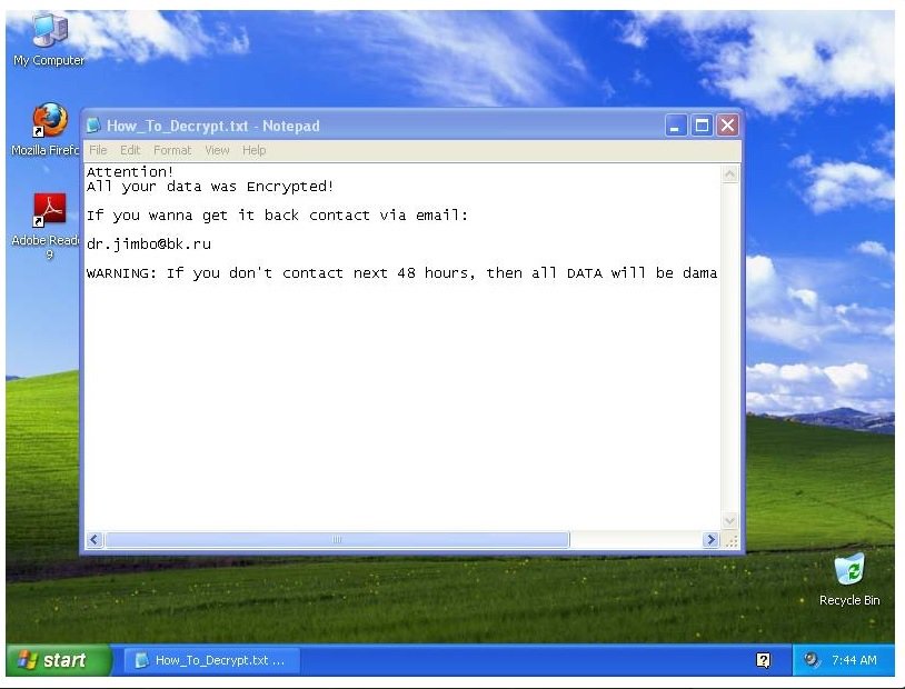JAMESWT_WT's tweet image. #ransomware dr.jimbo@bk.]ru virustotal.com/en/file/65d27f… @malwrhunterteam @demonslay335 @BleepinComputer