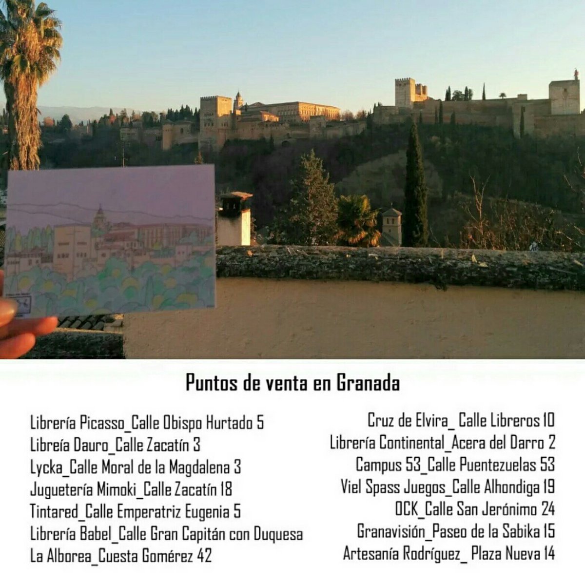 Colouring postcards of #Granada #ctwGRANADA #ColourTheWorld #postal #postcard #alhambra #albaicin #albayzin