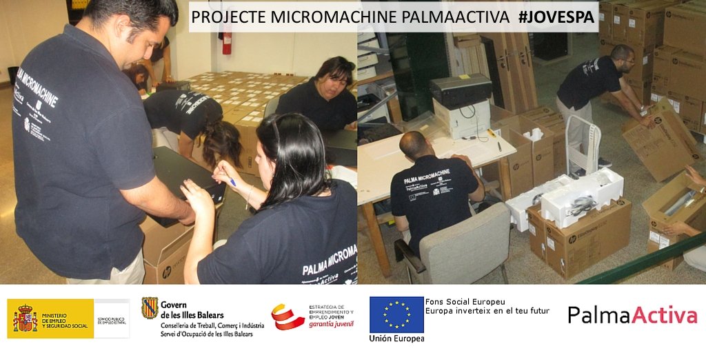 PalmaActiva's tweet photo. Els joves del projecte “Micromachine” fent inventari d'equips informàtics de l'IMI per Ajuntament de Palma #JovesPA https://t.co/TB7XREqCC9