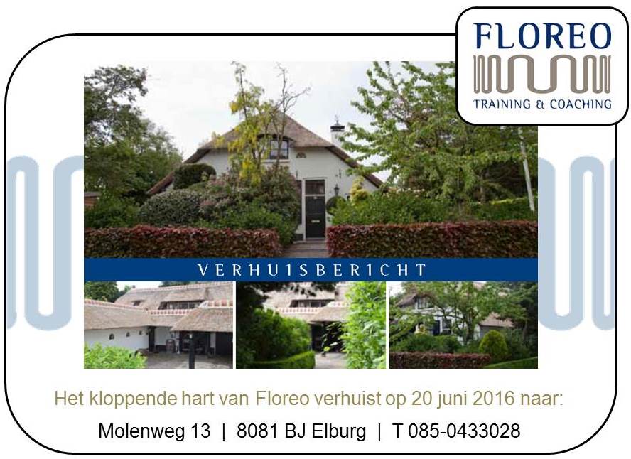 RoelanddeJong1's tweet photo. Wij van @FloreoTraining verhuizen op 20 juni 2016 naar de Molenweg 13 in Elburg. Ons nieuwe tel.nr. is: 085-0433028. https://t.co/86733Utu2M