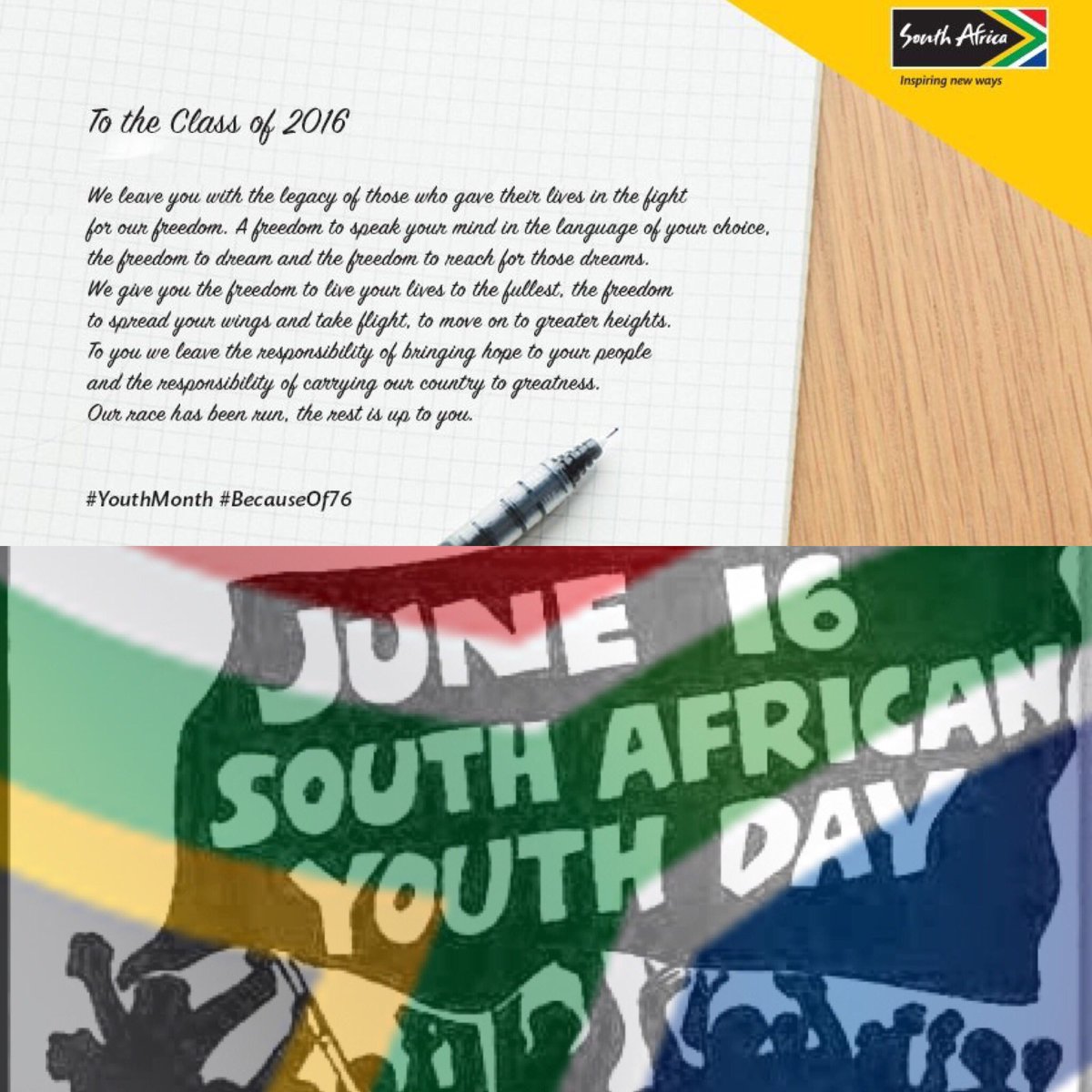 levinialea's tweet photo. Happy Youth Day South Africa #weremember #YouthDay2016 #June16 #YouthDay #beyond76 #Brave2bu @MrsSAPageant https://t.co/1O4BSkzN6Q