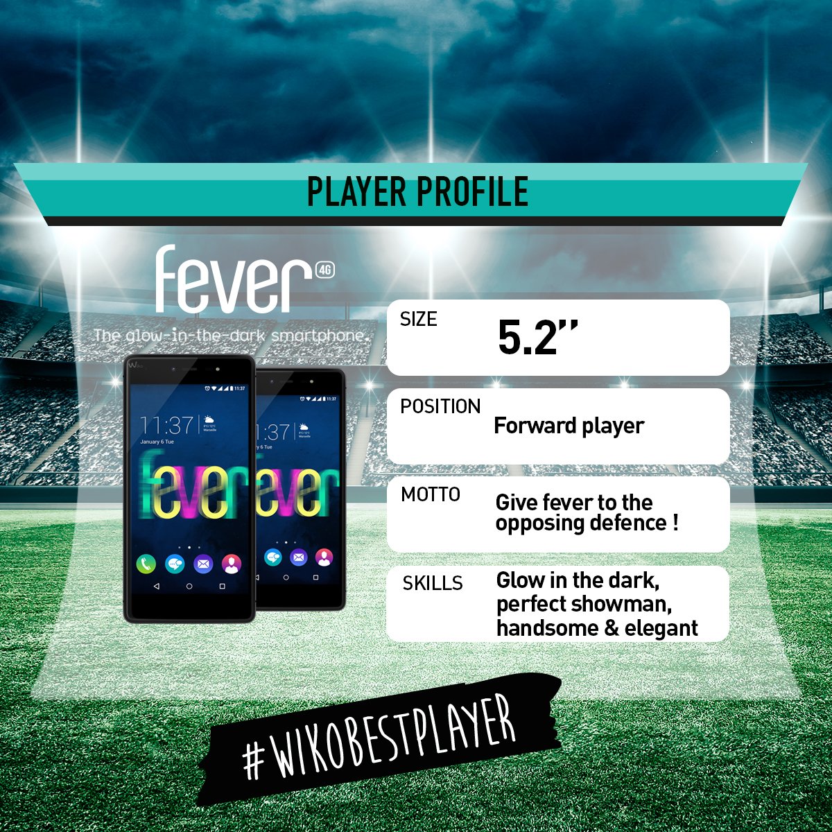 WikoKenya's tweet photo. The FEVER is the superstar forward player: Stays a star and glows even at night! Vote for FEVER #wikobestplayer https://t.co/YfX1tkAlaH