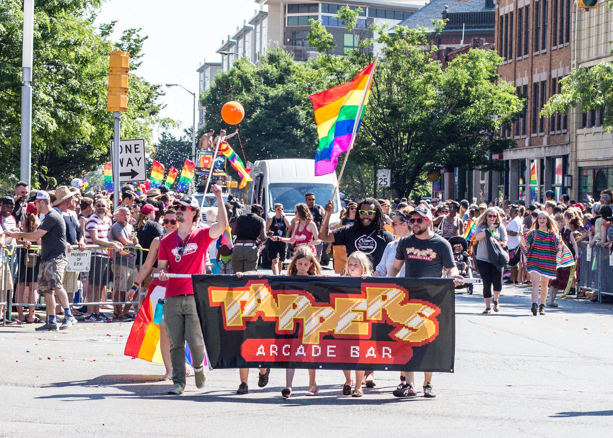 geekandacamera's tweet photo. The new mecca of geekdom in Fletcher Place! Great to see @TappersArcade at the #IndyPride parade! https://t.co/I0z8DOGZj4